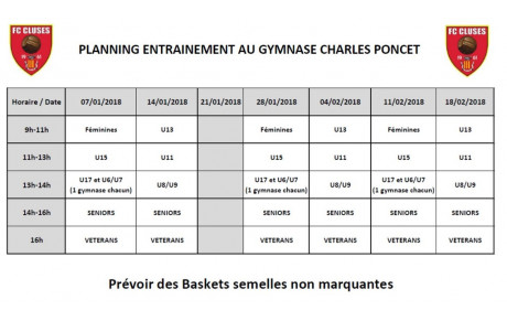 FC CLUSES Planning gymnase
